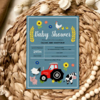 Boys mignon rustique Pays Baby shower tracteur agr