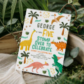 Invitation Boys mignonne Jungle Dinosaur Enfants 5e anniversa