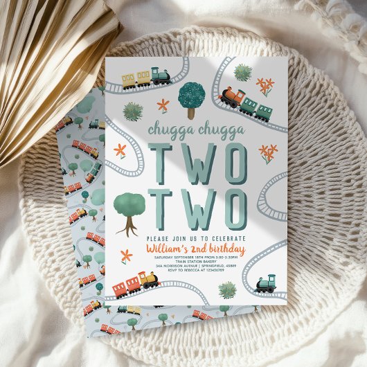 Invitation Boys mignons Two Blue Train Travel 2e anniversaire