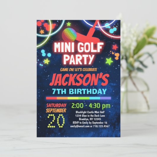 Invitation Boys Mini Golf fête d'anniversaire (Debout devant)