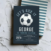 Invitation Boys Modern Blue Soccer Kids Birthday