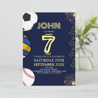 Invitation Boys Modern Blue Sports Anniversaire de enfant Inv