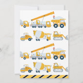 Invitation Boys Modernes Véhicules de construction Anniversai (Dos)