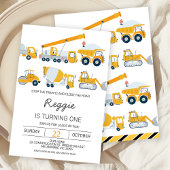 Invitation Boys Modernes Véhicules de construction Anniversai