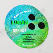 Invitation Boys neon BOWLING BALL bowling Glow fête d'anniver (Devant / Derrière)