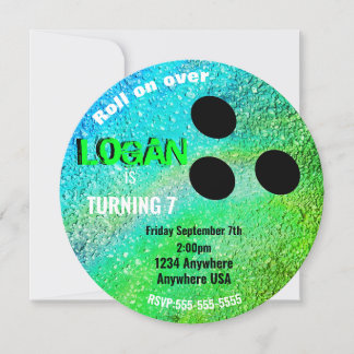 Invitation Boys neon BOWLING BALL bowling Glow fête d'anniver