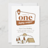 Invitation Boy's One Happy Camper Boho Explorer 1er anniversa (Devant)