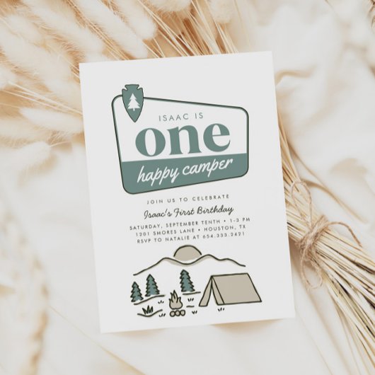Invitation Boy's One Happy Camper Park Explorer 1er anniversa