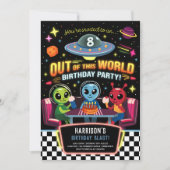 Invitation Boys Out Of This World Neon Space Birthday (Devant)