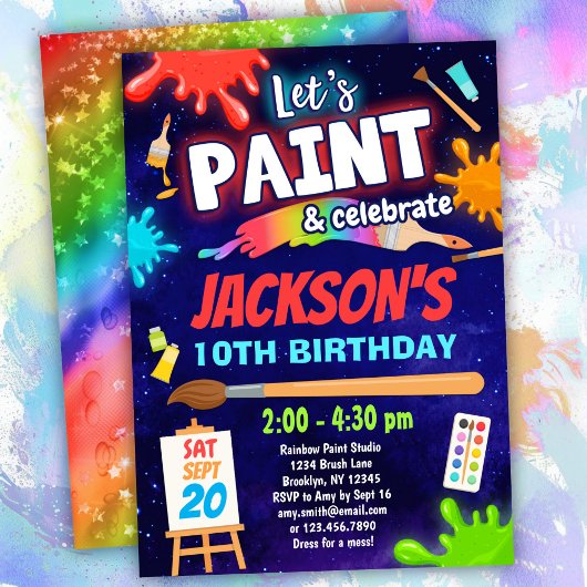 Invitation Boys Paint & Celebrate Birthday Party