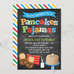 Invitation Boys Pancakes and Pajamas Chalkboard Party