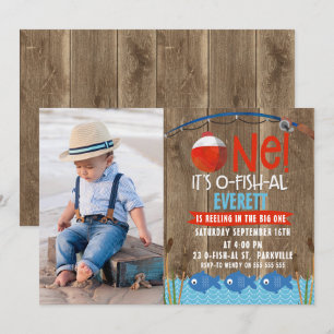 Invitation Boy's Photo Son O-fish-al 1er anniversaire Invitat