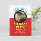 Invitation Boys Photo Superhero Anniversaire (Debout devant)