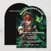 Invitation Boys pirate theme birthday party captain red (Devant / Derrière)