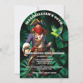 Invitation Boys pirate theme birthday party captain red (Devant)