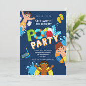 Invitation Boys Pool Party 11e anniversaire (Debout devant)