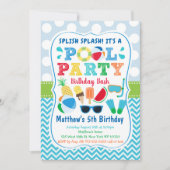 Invitation Boys Pool Party Glace Cream Anniversaire (Devant)