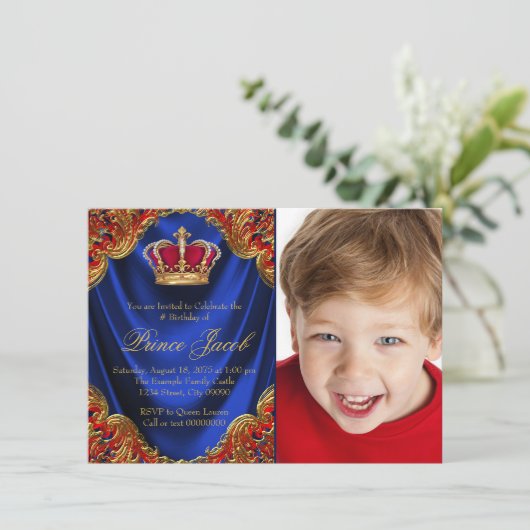 Invitation Boys Prince fête d'anniversaire (Debout devant)
