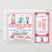 Invitation Boys Red Blue Greatest Show Circus Billets Anniver (Devant)