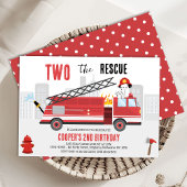 Invitation Boys Red Deux Le Pompier Secouru Anniversaire