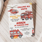 Invitation Boys Red Rescue Calling All Units Birthday