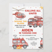 Invitation Boys Red Rescue Calling All Units Birthday (Devant)