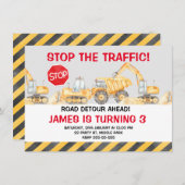 Invitation Boys Road Construction Arrêt La circulation Annive (Devant / Derrière)