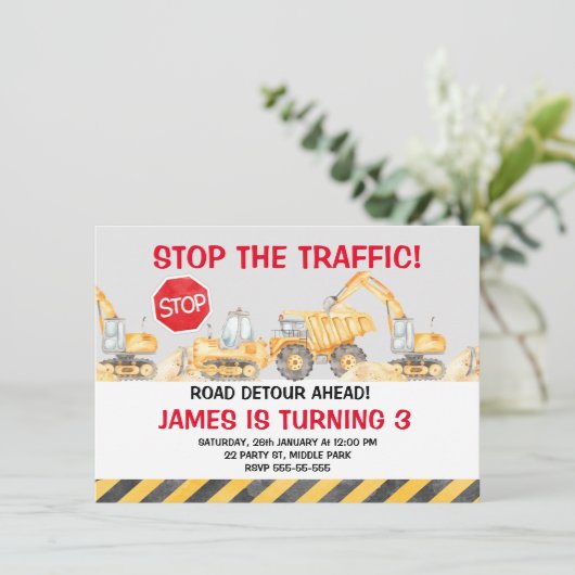 Invitation Boys Road Construction Arrêt La circulation Annive (Debout devant)