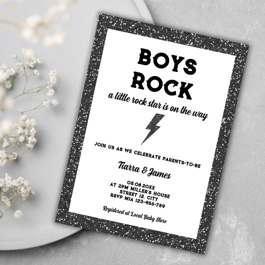 Invitation Boys Rock Black Rock Et Roll Boy Baby shower
