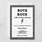 Invitation Boys Rock Black Rock Et Roll Boy Baby shower (Devant)