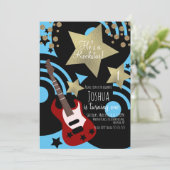 Invitation Boys Rockstar Guitar Faux Gold Star Rock Party (Debout devant)