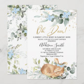 Invitation Boys Rustic Green Foliage Oh Deer Baby shower (Devant / Derrière)