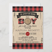 Invitation Boys Rustic Plaid Baby shower de bûcheron (Devant)