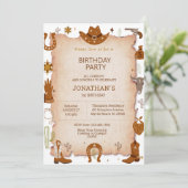 Invitation Boys Rustic Western 1er anniversaire fête (Debout devant)