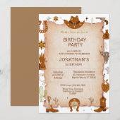 Invitation Boys Rustic Western 1er anniversaire fête (Devant / Derrière)