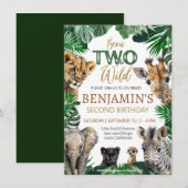 Invitation Boys Safari Deux Anniversaires Sauvages (Devant / Derrière)