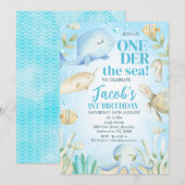 Invitation Boy's Sea Creatures One-der The Sea 1er anniversai (Devant / Derrière)