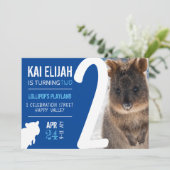 Invitation Boys Second Birthday Blue Quokka Australia Photo (Debout devant)