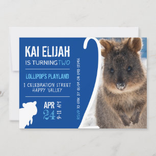 Invitation Boys Second Birthday Blue Quokka Australie Photo