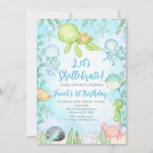 Invitation Boy's Shellebrate Sea Turtle Under Sea Birthday (Devant)