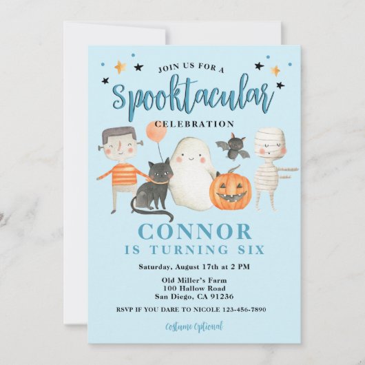 Invitation Boys Spooktacular Halloween fête d'anniversaire (Devant)