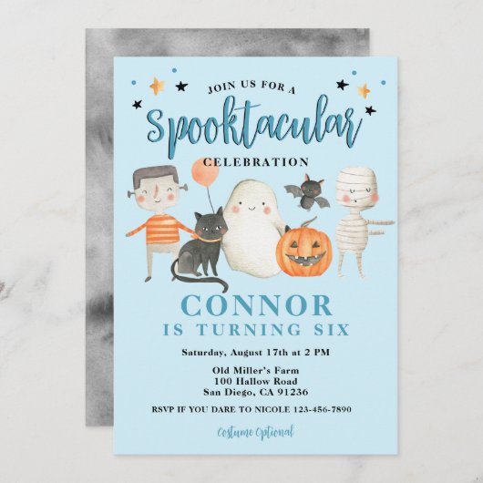 Invitation Boys Spooktacular Halloween fête d'anniversaire (Devant / Derrière)
