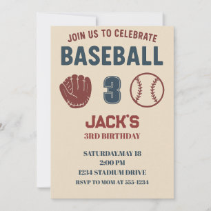 Invitation Boys Sports Baseball Cute Anniversaire
