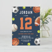 Invitation Boys Sports Thème Marine Orange Anniversaire (Debout devant)