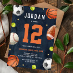 Invitation Boys Sports Thème Orange Marine Anniversaire<br><div class="desc">Plus de divertissement Thème Anniversaire Invitations Thèmes dans le Little Bayleigh Store!</div>