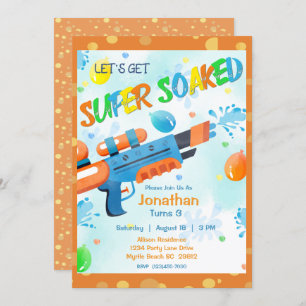 Invitation Boys Summer Watergun Pool fête d'anniversaire