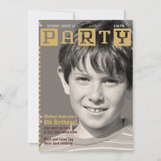 Invitation Boys Tech Magazine Photo Anniversaire (Devant)