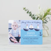 Invitation Boy's Three Boats Nautique 1er Anniversaire (Debout devant)