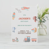 Invitation boys transport birthday (Debout devant)