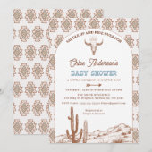 Invitation Boys Tribal Boho Arch Rodeo Baby shower occidental (Devant / Derrière)